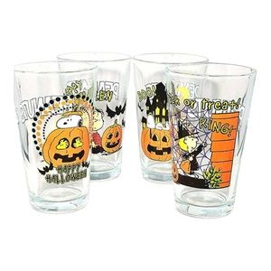 Peanuts Snoopy Halloween Glasses Tumblers Set of 4 Thick Sturdy Glass Brand New